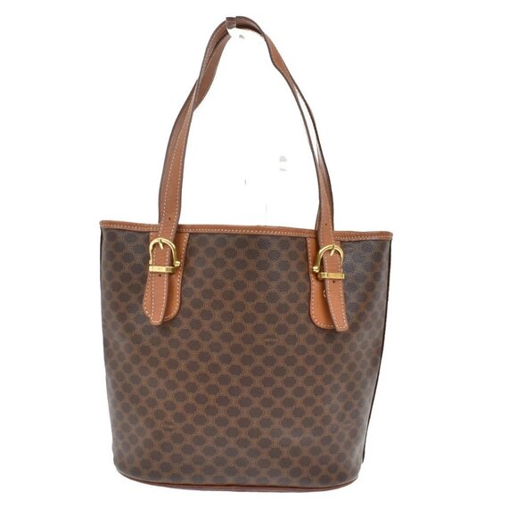 CELINE Logo Macadam Pattern Shoulder Tote Bag PVC Leather Brown GHW 62KB209 - Picture 3 of 15